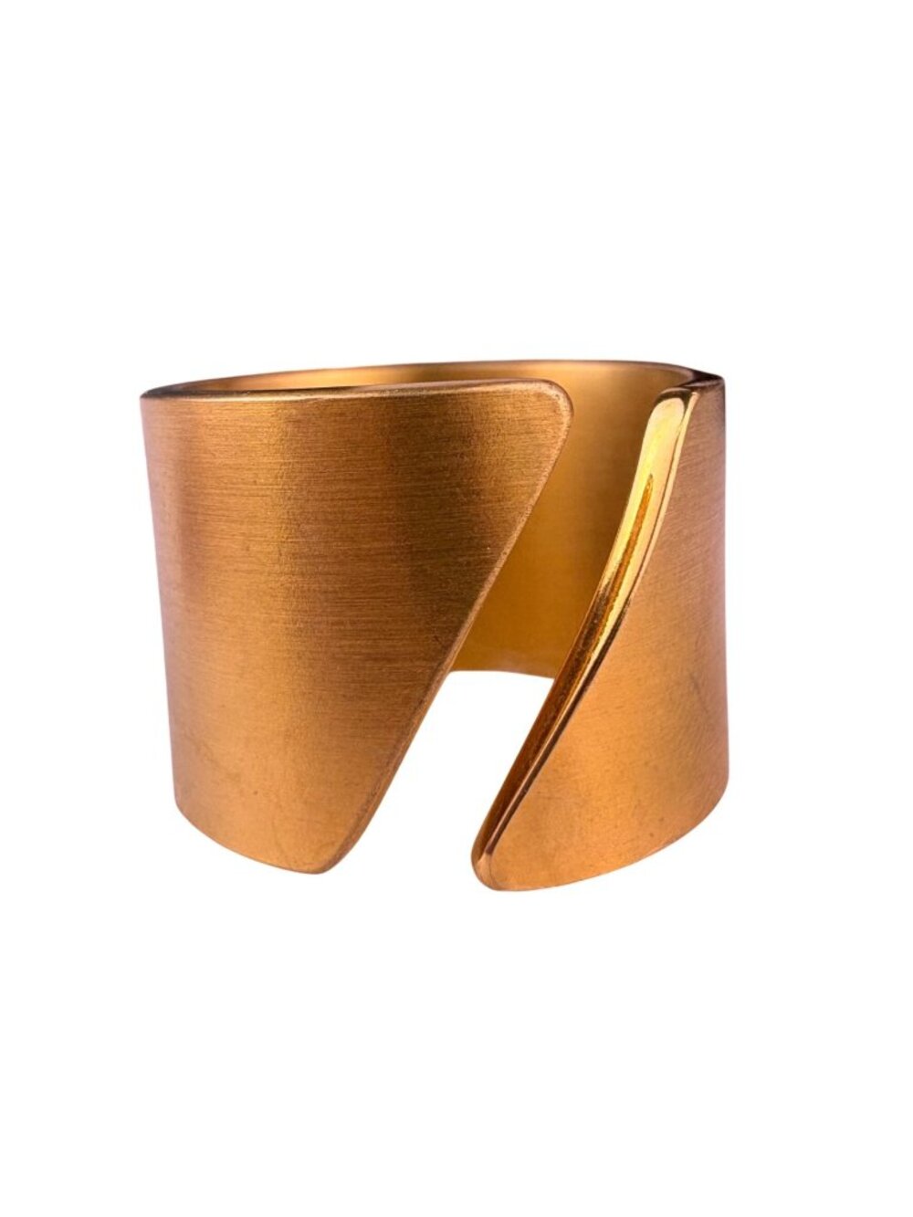 Romano Womens Gold Tone Brass Ring Statement Modern Wrap Fits Size 8-9